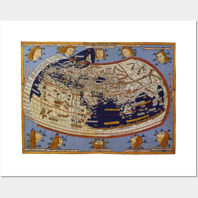 Antique Ptolemaic Old World Map by Johannes of Arnsheim Wall Art by MasterpieceCafe